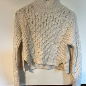 Cozy Cable Knit Turtleneck Sweater - Cream